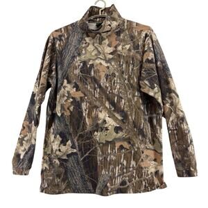 Cabela’s Mossy Oak BreakUp Fleece Pullover Mock Turtleneck Large TALL Camo Hunt